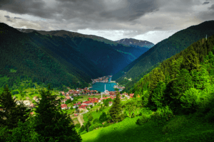 A picturesque mountain town nestled in nature's embrace, offering breathtaking views and a serene atmosphere
